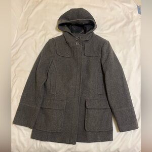 Vintage 1990s Grey Wool Coat with hood